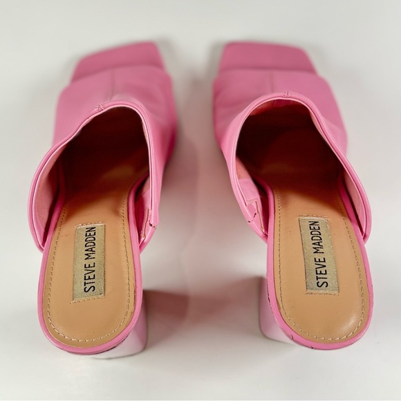 Steve Madden Lexia Leather Slip On Squared Open Toe Chunky Heeled Sandal Size 9 - Picture 6 of 7